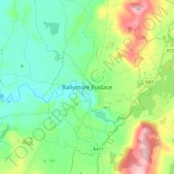 Ballymore Eustace topographic map, elevation, terrain