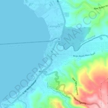 Bugo topographic map, elevation, terrain