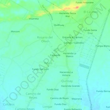 Caravedo topographic map, elevation, terrain
