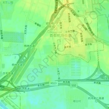 天竺 topographic map, elevation, terrain