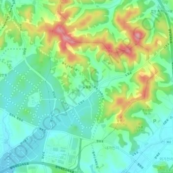 Doil-dong topographic map, elevation, terrain