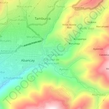 Santa Isabel topographic map, elevation, terrain