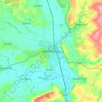 Leominster topographic map, elevation, terrain