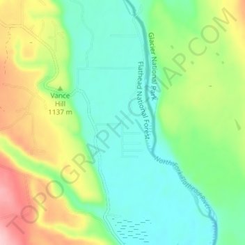 Polebridge topographic map, elevation, terrain