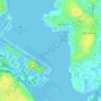 Flushing Bay topographic map, elevation, terrain