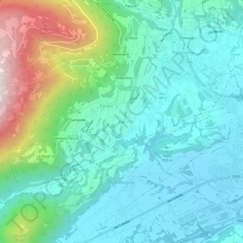 Col topographic map, elevation, terrain