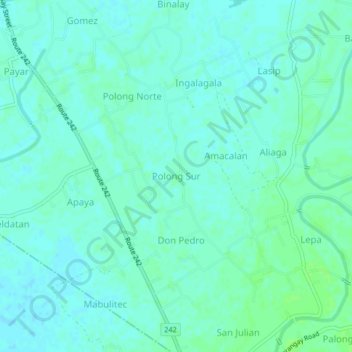 Polong Sur topographic map, elevation, terrain