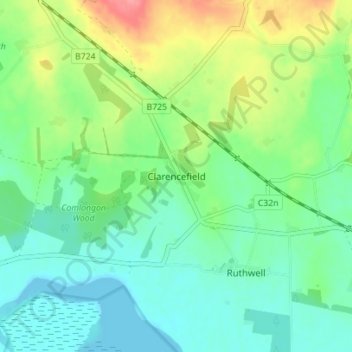 Clarencefield topographic map, elevation, terrain