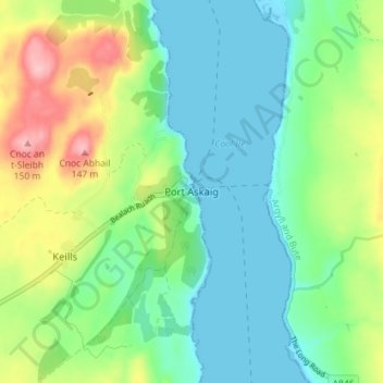 Port Askaig topographic map, elevation, terrain