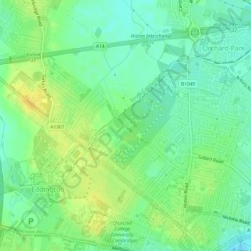 Darwin Green topographic map, elevation, terrain
