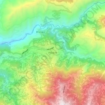 Phidim topographic map, elevation, terrain