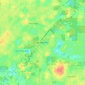 Beverly Hills topographic map, elevation, terrain