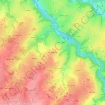 Les Salesses topographic map, elevation, terrain