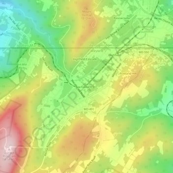 Cascade topographic map, elevation, terrain