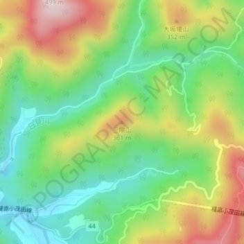 三隈山 topographic map, elevation, terrain