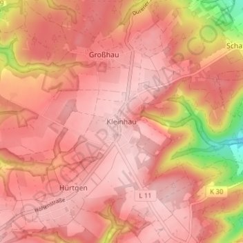 Kleinhau topographic map, elevation, terrain