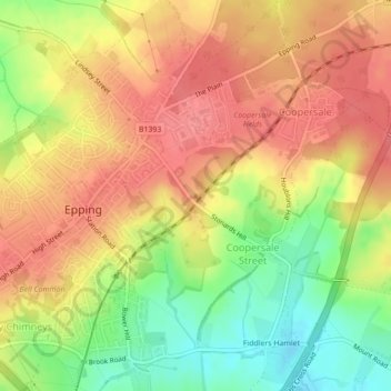 Stonards Hill topographic map, elevation, terrain