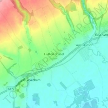 Hutton Buscel topographic map, elevation, terrain