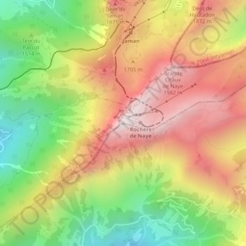 Rochers de Naye topographic map, elevation, terrain