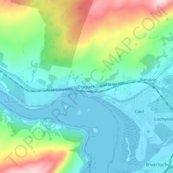 Corpach topographic map, elevation, terrain