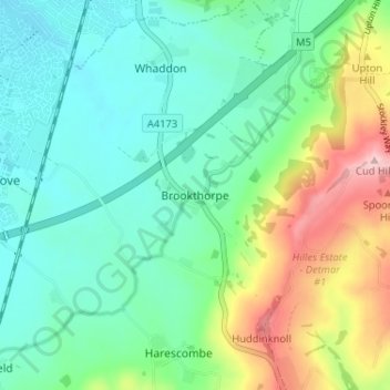 Brookthorpe topographic map, elevation, terrain