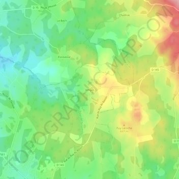 Artiges topographic map, elevation, terrain