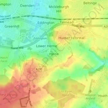Herne topographic map, elevation, terrain
