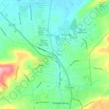 Center Valley topographic map, elevation, terrain