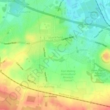 Bradbourne topographic map, elevation, terrain