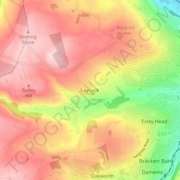 Laycock topographic map, elevation, terrain