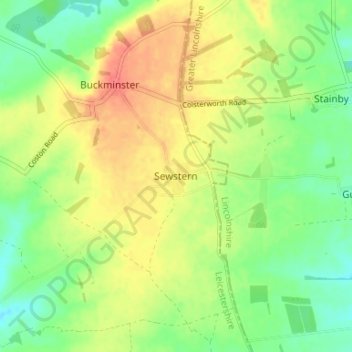 Sewstern topographic map, elevation, terrain
