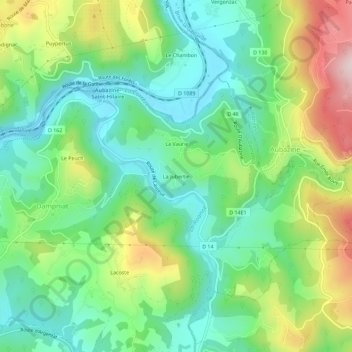 La Jubertie topographic map, elevation, terrain