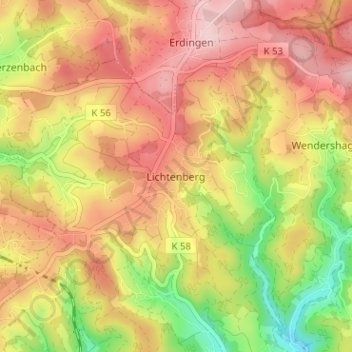 Lichtenberg topographic map, elevation, terrain