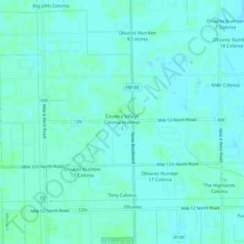 Country Village Colonia Number 1 topographic map, elevation, terrain