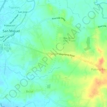 Tibagan topographic map, elevation, terrain