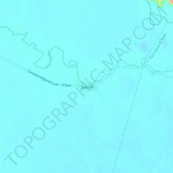 Sucre topographic map, elevation, terrain