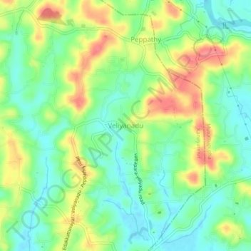 Veliyanadu topographic map, elevation, terrain