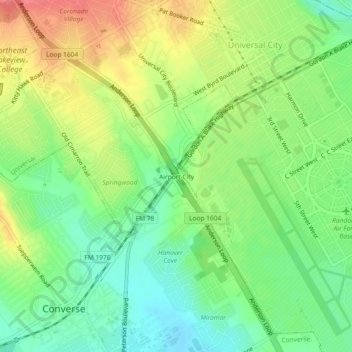 Airport City topographic map, elevation, terrain