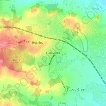 Hawkwell topographic map, elevation, terrain