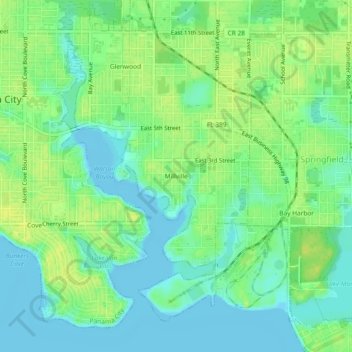 Millville topographic map, elevation, terrain