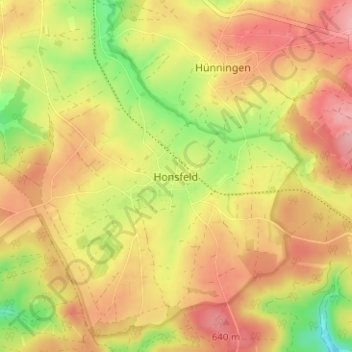 Honsfeld topographic map, elevation, terrain