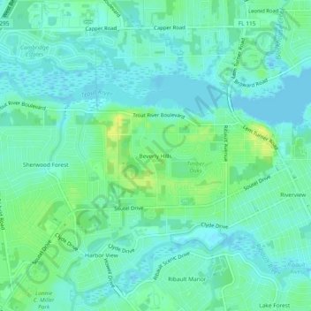 Beverly Hills topographic map, elevation, terrain