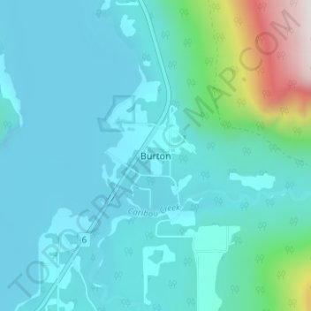 Burton topographic map, elevation, terrain