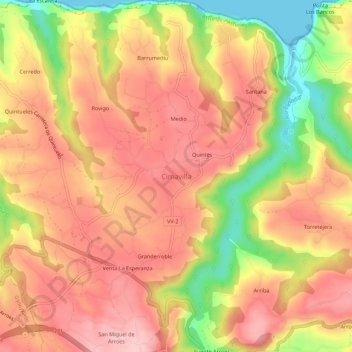 Cimavilla topographic map, elevation, terrain