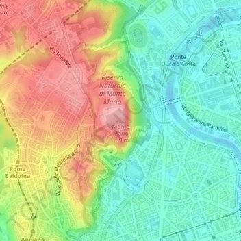 Monte Mario topographic map, elevation, terrain