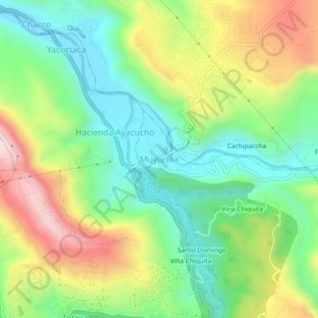 Muyurina topographic map, elevation, terrain