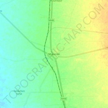 Mukerian topographic map, elevation, terrain