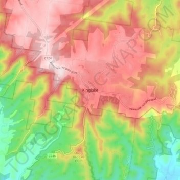 Kinglake topographic map, elevation, terrain