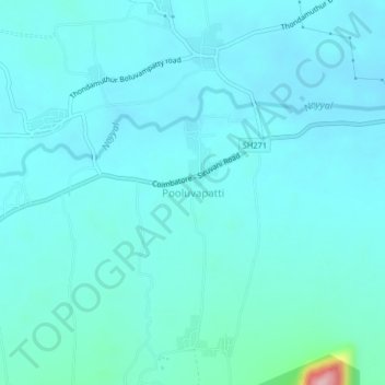 Pooluvapatti topographic map, elevation, terrain