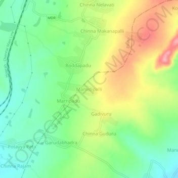 Mamidipalli topographic map, elevation, terrain